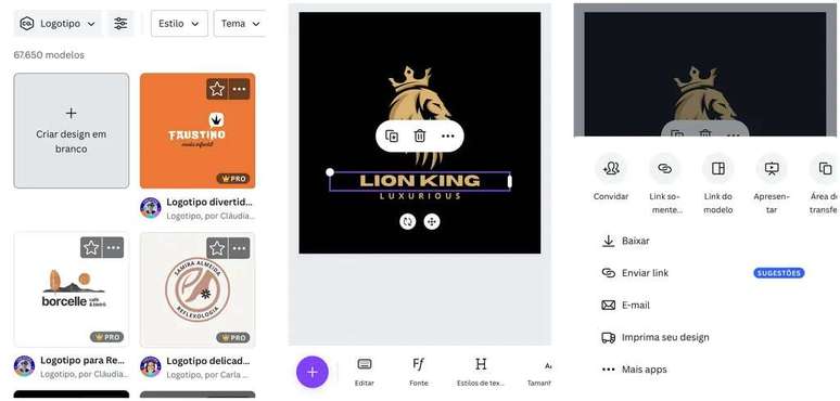 Create a logo in Canva using your mobile (Image: Screenshot/Thiago Furquim/Canaltech) Create a logo in Canva using your mobile (Image: Screenshot/Thiago Furquim/Canaltech)