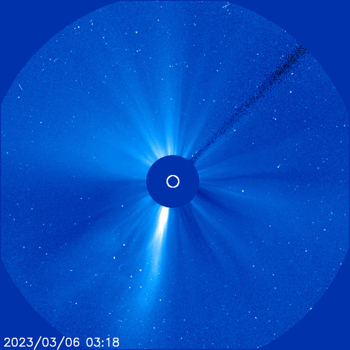 A ejeção de massa coronal no dia 6 de março de 2023 (Imagem: Reprodução/Spaceweather/SDO/AIA)