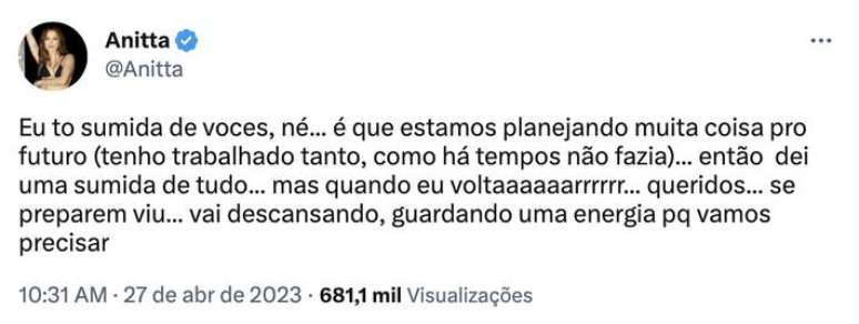 Anitta confirma contrato com a Republic Records: &lsquo;Sou muito grata por tudo que tem acontecido&rsquo;