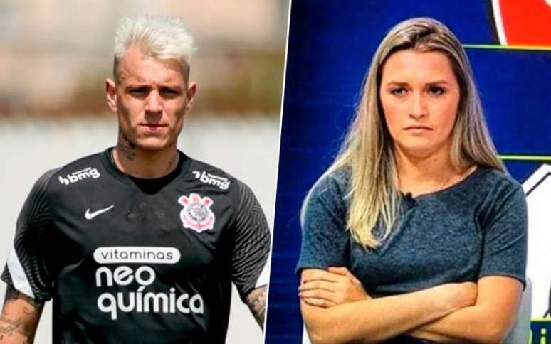 Roger Guedes criticou Ana Thaís Matos em entrevista pós-jogo (Foto: Rodrigo Coca / Agência Corinthians; Reprodução/SporTV)