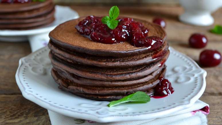 Quick and easy chocolate pancakes for breakfast