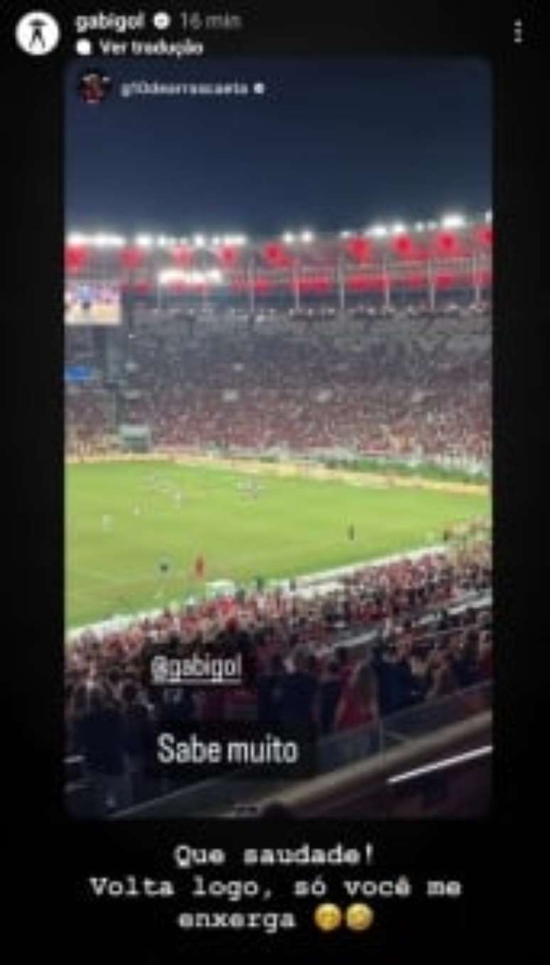 Publicação de Arrascaeta repostada por Gabigol (Foto: Reprodução)