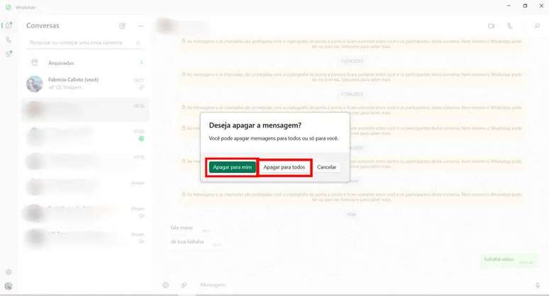 In the Windows application, you have access to the actions with the right mouse click (Image: Screenshot/Fabrício Calixto/Canaltech)