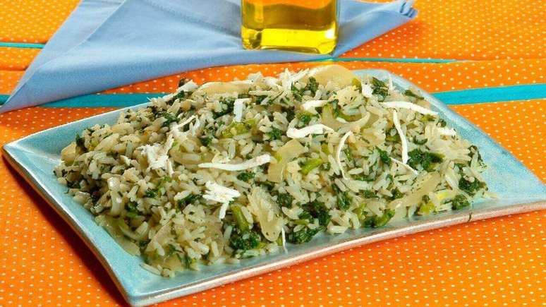 Arroz com espinafre e ricota