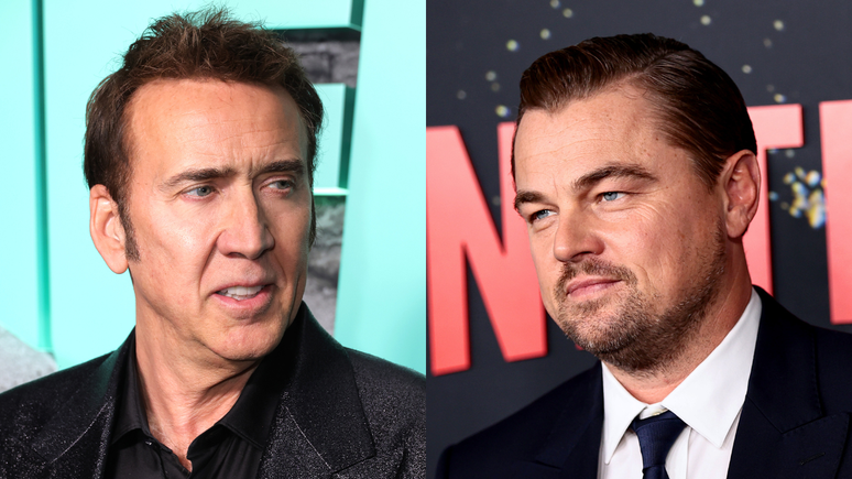 À esquerda, Nicolas Cage; à direita, Leonardo DiCaprio.
