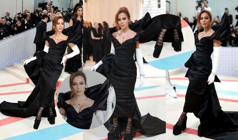 Anitta tira preto do óbvio no MET Gala 2023: look traz vestido dramático, salto de 17 cm e relógio de R$ 7 milhões.