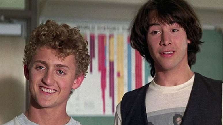 Keanu Reeves e Alex Winter em Bill & Ted: Uma Aventura Fant&aacute;stica