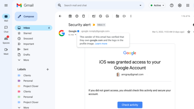 Gmail is another one that will offer the blue verification seal