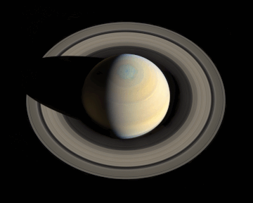 Impressão de um artista de como Saturno pode parecer nos próximos 100 milhões de anos