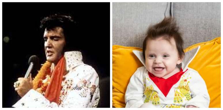 Isn’t Elvis dead?  Child born with a music star hairstyle