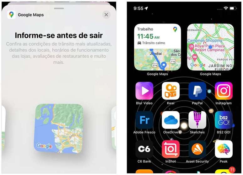 Widget brings information to the home screen (Image: Screenshot/André Magalhães/Canaltech) Widget brings information to the home screen (Image: Screenshot/André Magalhães/Canaltech)