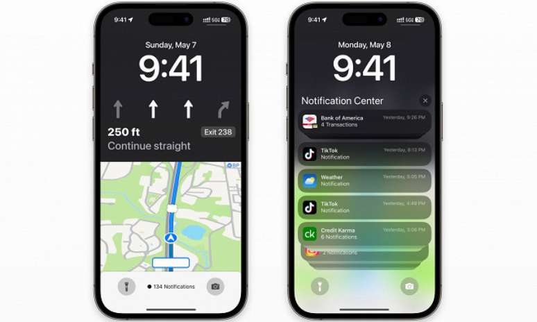 Renderizações do suporte ao Mapas da Apple pelo Live Activity no iOS 17.