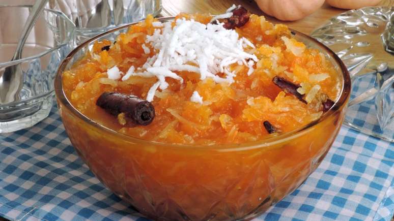Pumpkin jam with shredded coconut is the face of lunch at mom's house