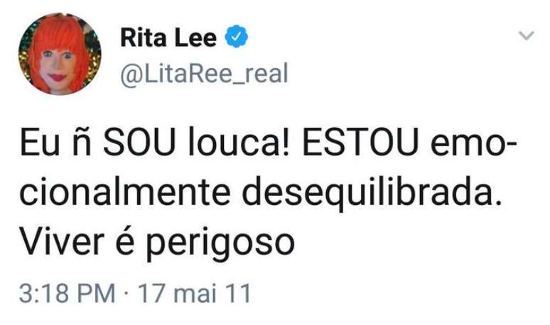 Tweet de Rita Lee.