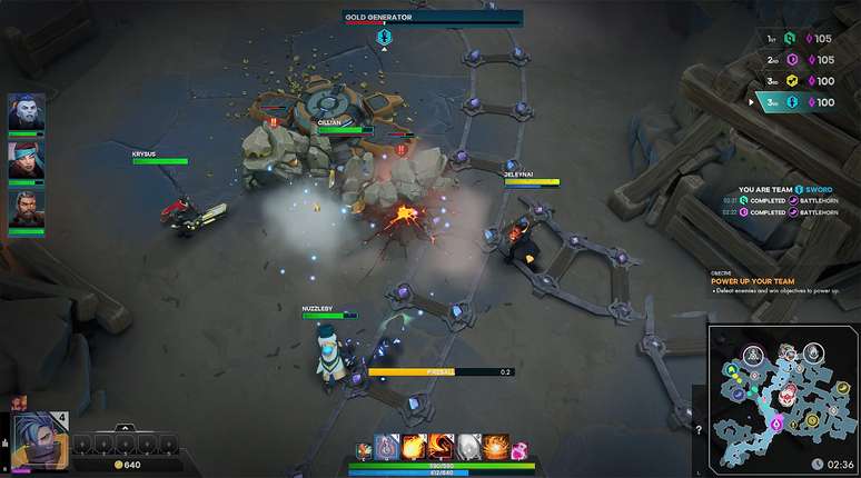 O visual até lembra League of Legends, mas o gameplay de Evercore Heroes remete às raides de jogos como World of Warcraft