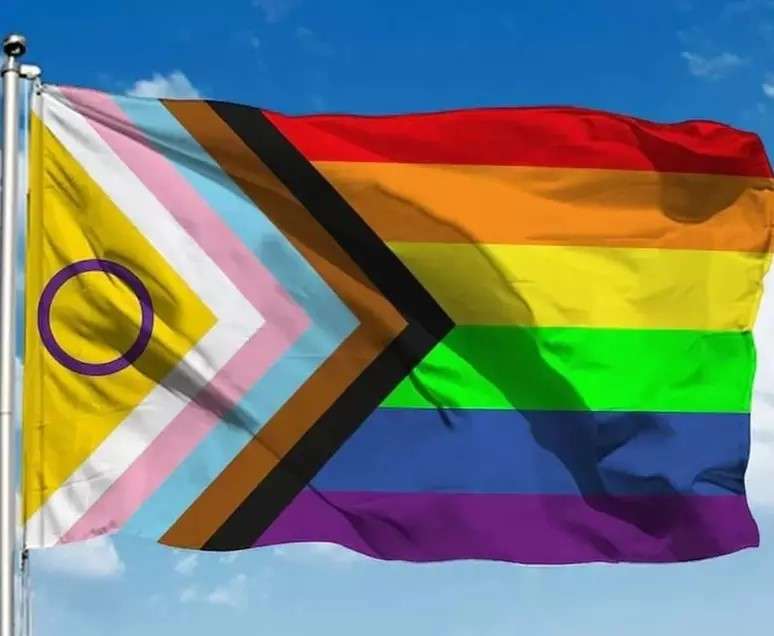 Nova bandeira LGBTQIA+ inclui a gravura do orgulho intersexo, a paleta do orgulho trans e listras representando o antirracismo