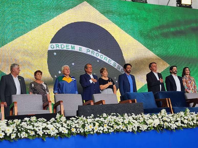 PL mulher evento 06-05-23 Bolsonaro Michele Ricardo Nunes São Paulo MESA ABERTURA