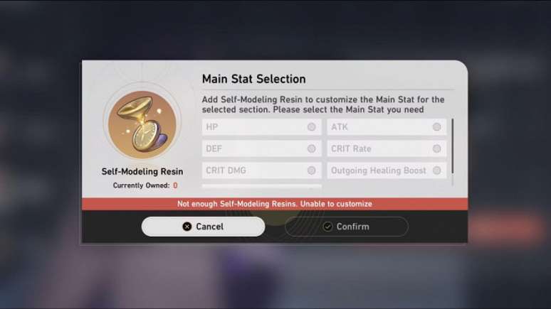 Salvage e Custom Relic em Honkai: Star Rail.