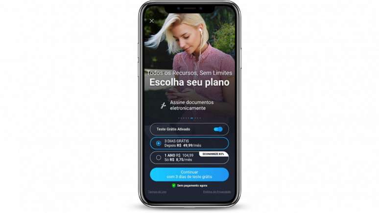 No Android, a assinatura do iScanner sai por R$ 8,75 por m&ecirc;s no plano anual