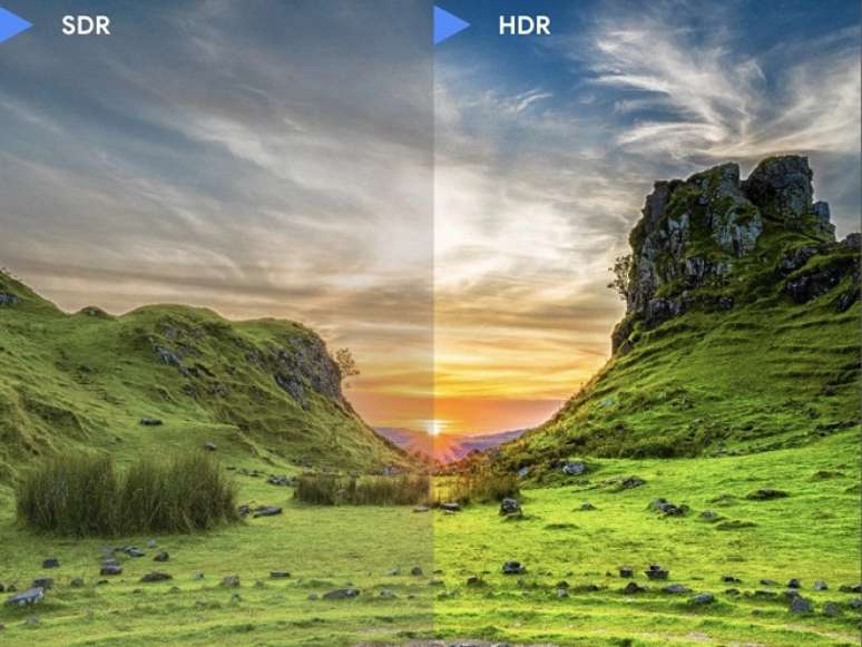 Diferença entre conteúdo SDR e HDR.