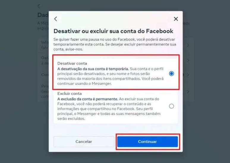 By deactivating your Facebook profile, you become invisible to other users (Image: Screenshot/FabrÃcio Calixto/Canaltech) By deactivating your Facebook profile, you become invisible to other users (Image: Screenshot/FabrÃcio Calixto/Canaltech)