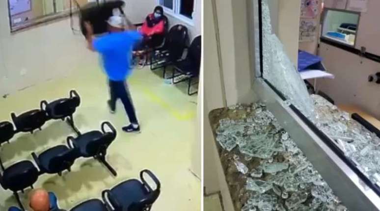 The man is arrested after throwing a chair and breaking the counter of a hospital in the metropolitan area;  VIDEO