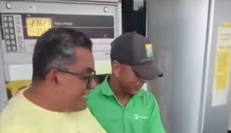 Print mostra que homem havia colocado cerca de 35,69 litros de gasolina num valor de R$ 236,27