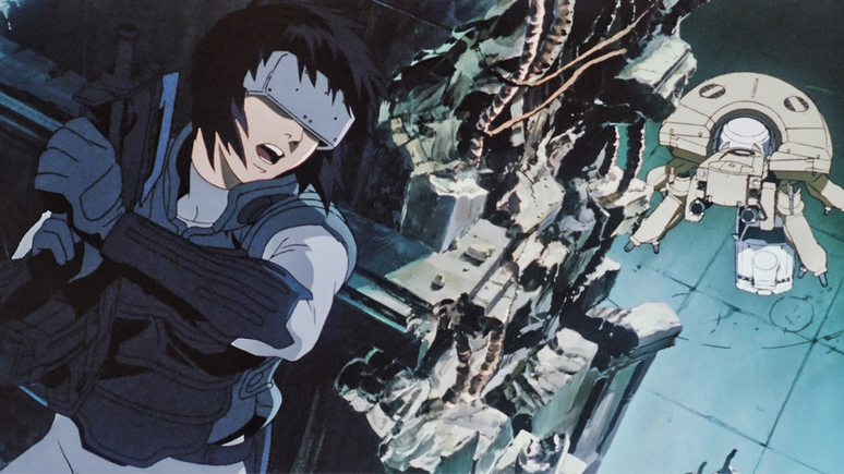 Major Motoko em cena de Ghost in the Shell - O Fantasma do Futuro.