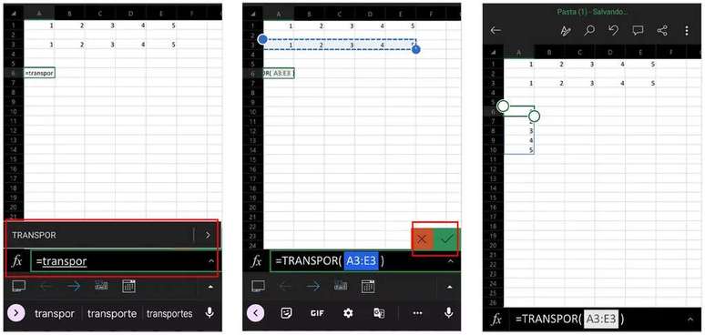 Use the feature in spreadsheets on your mobile (Image: Screenshot/André Magalhães/Canaltech)