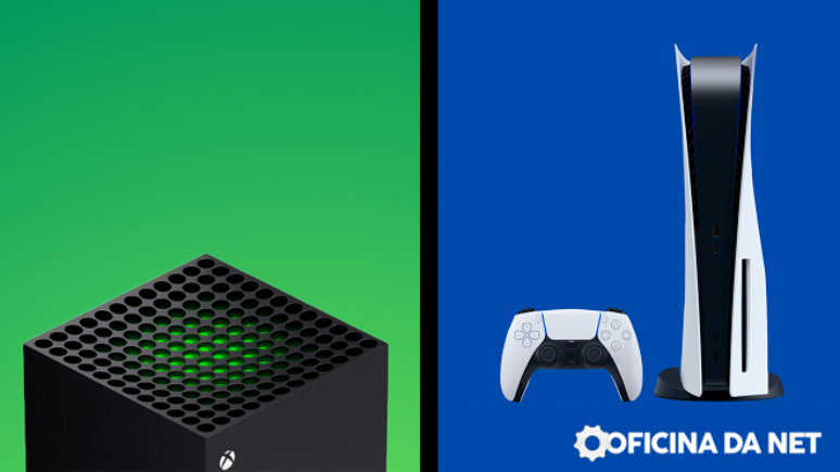 O Xbox possui visual mais conservador, já o PS5 visa o aspecto futurista