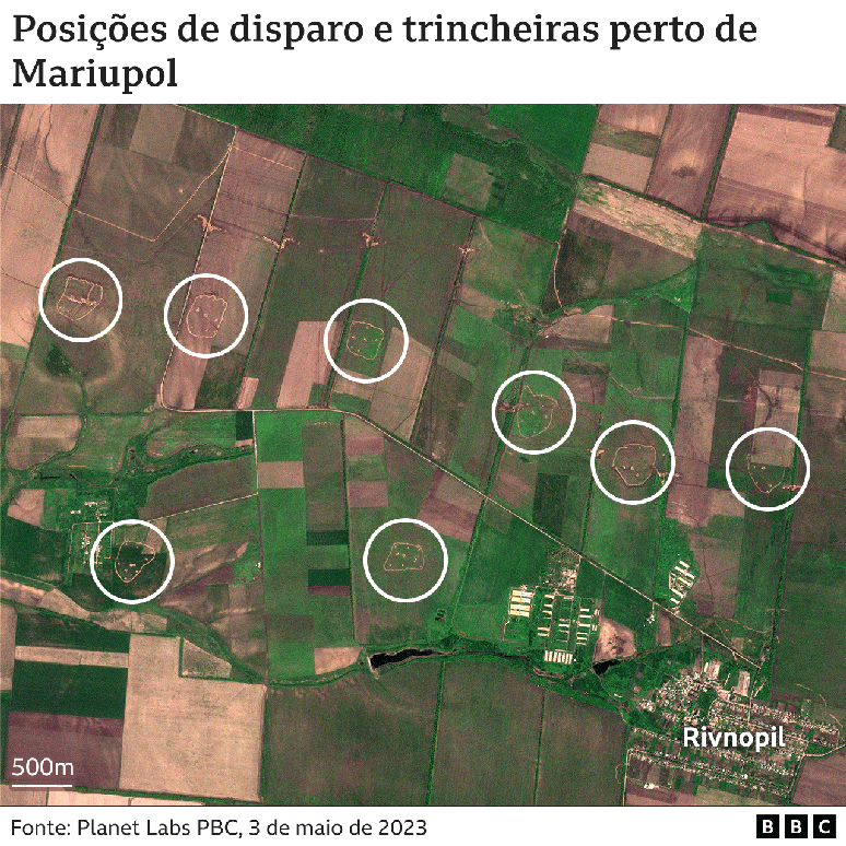 The picture shows fire positions and trenches near Mariupol The picture shows fire positions and trenches near Mariupol