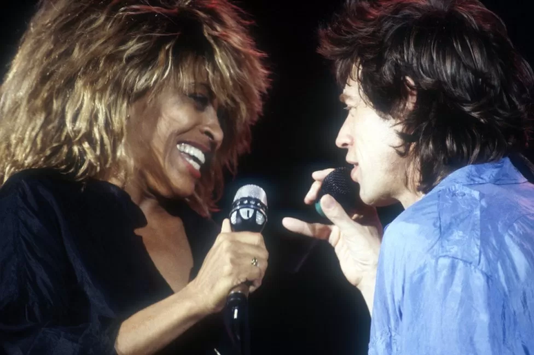 Tina Turner com o amigo dela, Mick Jagger