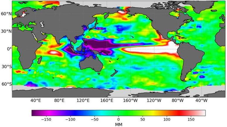 O fenômeno El Niño de 1997 foi considerado 'histórico' devido às altas temperaturas e precipitações. Aqui, você vê as imagens de satélite das ondas Kelvin em 13 de dezembro de 1997