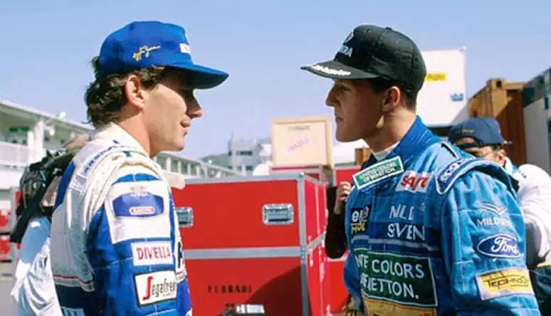 Senna e Schumacher durante a temporada de 1994