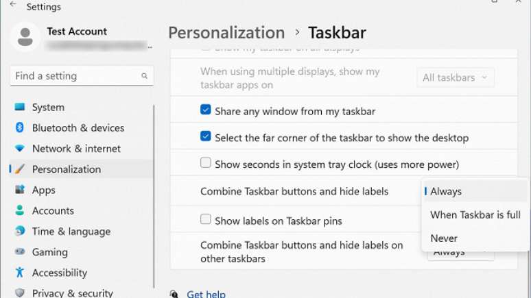 Recurso para n&atilde;o mostrar janelas agrupadas na barra de tarefas no Windows 11.