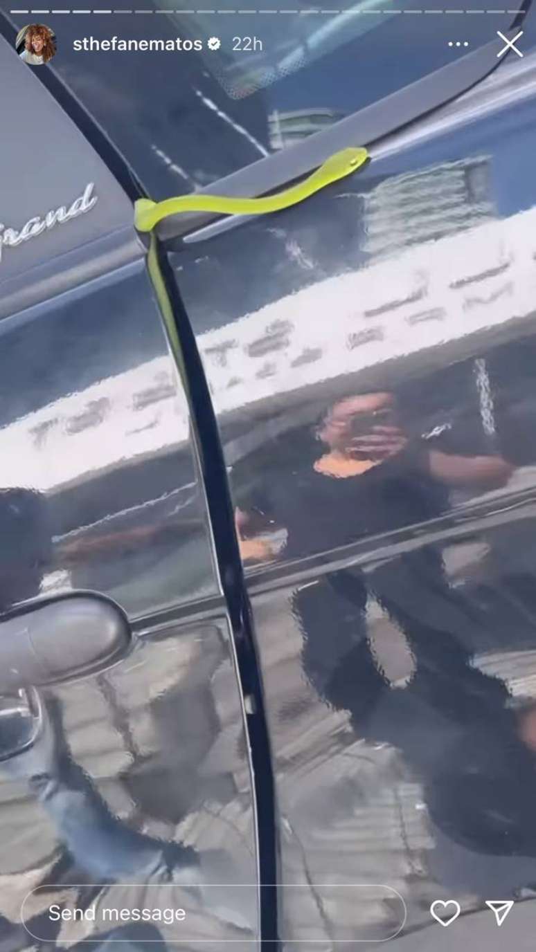 Sthe Matos comes face to face with a snake when he gets out of the car