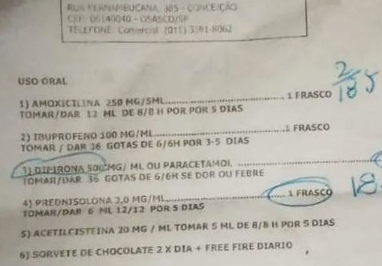 Médico que receitou sorvete e jogo para criança é readmitido