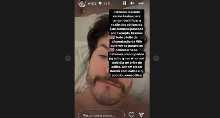 O influenciador Eliezer contou que Viih Tube cortou o leite de sua alimenta&ccedil;&atilde;o, mas Lua n&atilde;o parou de sentir c&oacute;licas