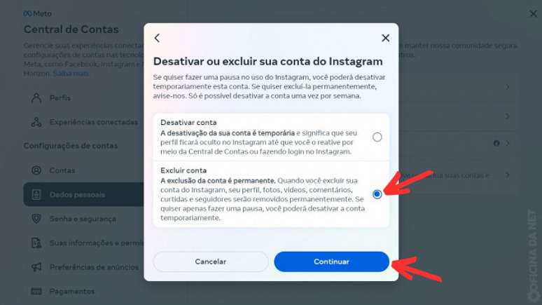 Passo 8 de: Como excluir sua conta no Instagram pelo PC