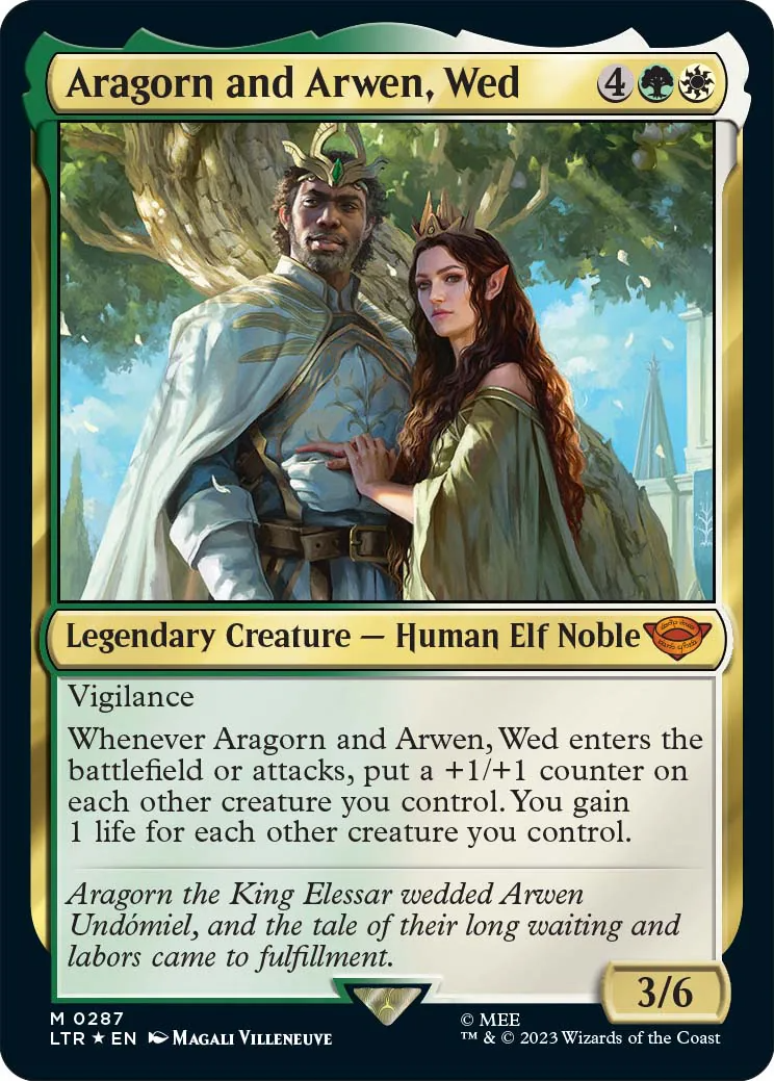 Alguns cards representam eventos específicos de O Senhor dos Anéis, como o casamento de Aragorn e Arwen