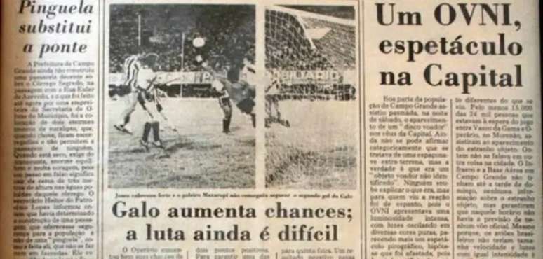 O jornal Correio do Estado, de Campo Grande, destacou na primeira p&aacute;gina o avistamento em massa naquela noite de s&aacute;bado, 6 de mar&ccedil;o de 1982, no Est&aacute;dio Pedro Pedrossian (Moren&atilde;o). (