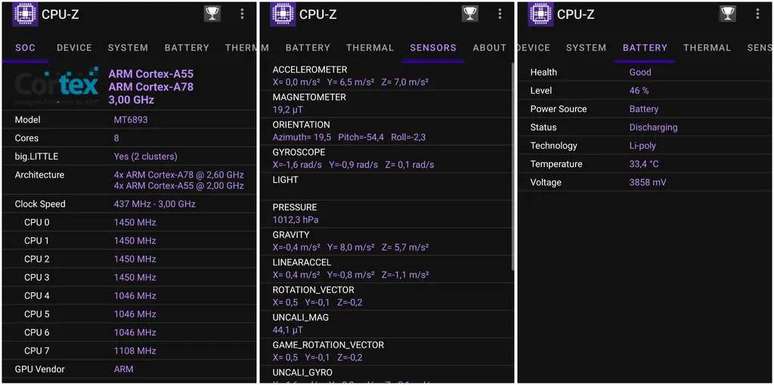 See Android settings in CPU-Z (Image: Screenshot/Thiago Furquim/Canaltech) See Android settings in CPU-Z (Image: Screenshot/Thiago Furquim/Canaltech)