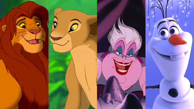 Simba, Nala, &Uacute;rsula e Olaf.