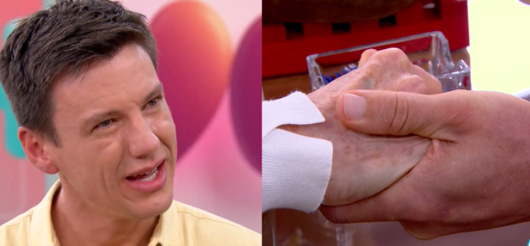 Felipe Suhre e Ana Maria Braga encerraram a conversa de m&atilde;os dadas, emocionados