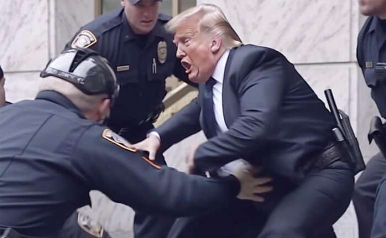 Foto gerada por IA "fantasiando" uma prisão de Trump 