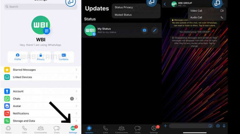Novas altera&ccedil;&otilde;es e recursos do WhatsApp beta para iOS.