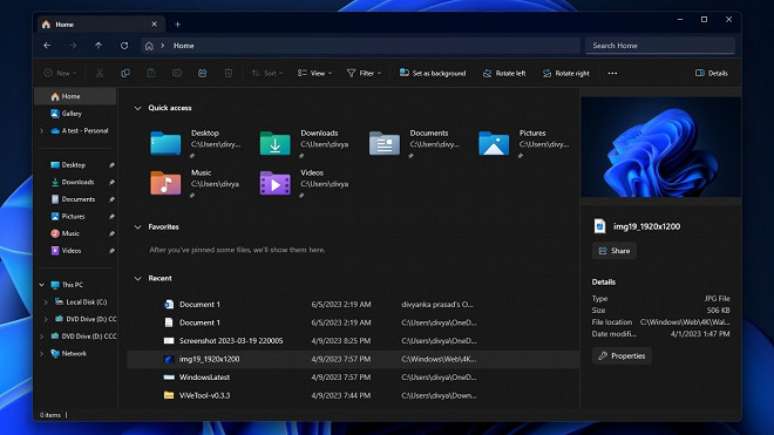Mudan&ccedil;a no design geral do novo explorador de arquivos (file explorer) redesenhado do Windows 11.
