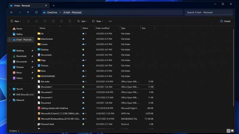 Interface do novo Explorador de Arquivos (File Explorer) do Windows 11 se mostra muito semelhante a navegadores.