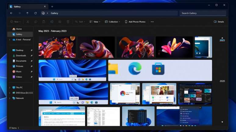 Nova galeria de imagens do Explorador de Arquivos (File Explorer) do Windows 11.