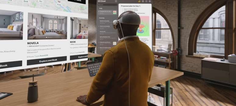 Vision Pro da Apple usa realidade aumentada para expandir aplicações